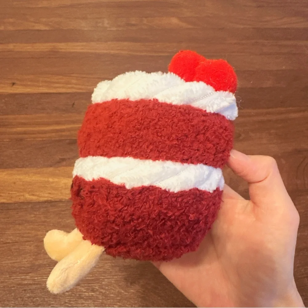 Red Cream Cake Plush Keychain Cute Dessert Bag Charm Soft Kawaii Gift New